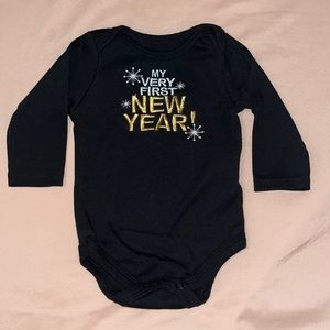 Black one piece body suit for newborn - “My Very First New Year”